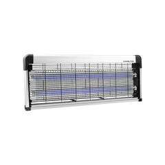 Electric insect killer with protective metal grill and UV light, suitable for home use