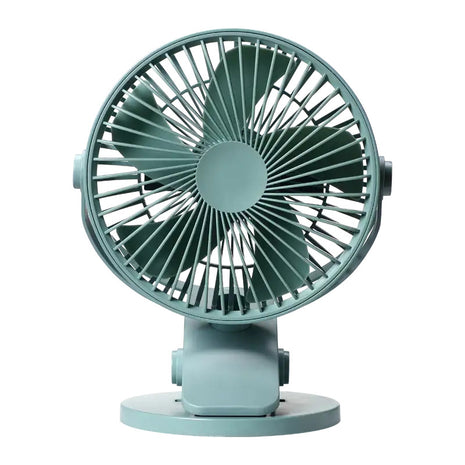 Green portable fan on a white background