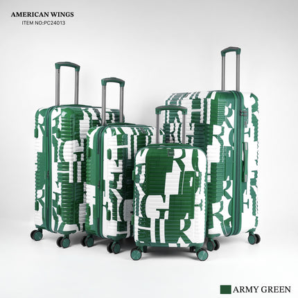 American Wings Hard Trolley Bag Set 4 Piece Double Chain