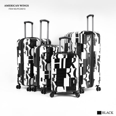 American Wings Hard Trolley Bag Set 4 Piece Double Chain