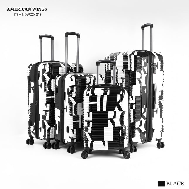 American Wings Hard Trolley Bag Set 4 Piece Double Chain