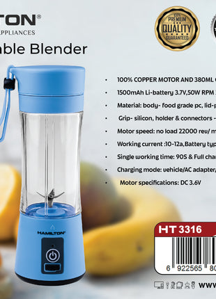 Hamilton Rechargeable Blender 50W 380ml HT3316 | Al Shabib Qatar