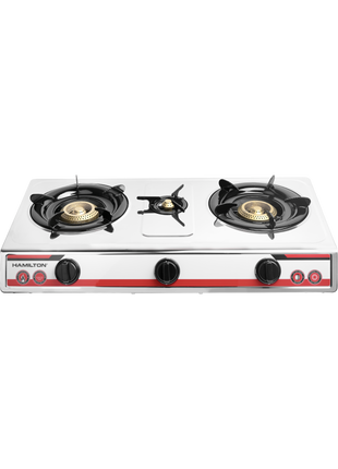 Hamilton 3-Burner Stainless Steel Gas Stove with Auto-Ignition HT1103GC