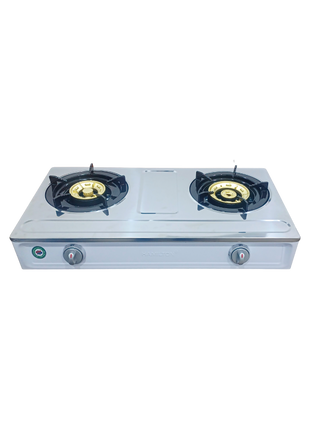 Gas stove with two burners on a white background