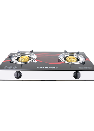 Hamilton Gas Stove 2 Burner 7mm Glass SS Frame Auto-Ignition HT1111GC | Al Shabib Qatar