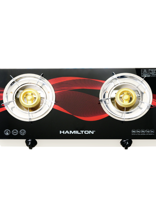 Hamilton Gas Stove 2 Burner 7mm Glass SS Frame Auto-Ignition HT1111GC | Al Shabib Qatar