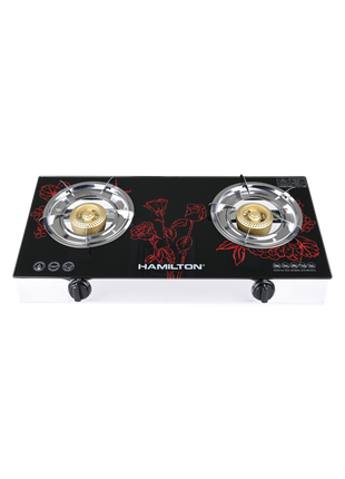 Hamilton Gas Stove 2 Burner 7mm Glass SS Frame Auto-Ignition HT1111GC | Al Shabib Qatar