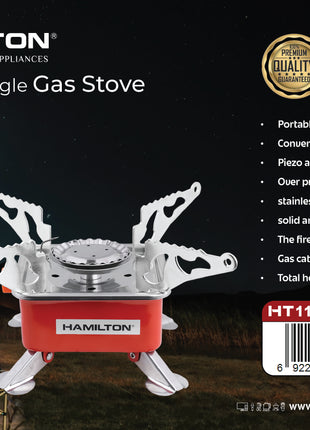 Hamilton Portable Single Burner Camping Gas Stove with Auto-Ignition HT1117GC
