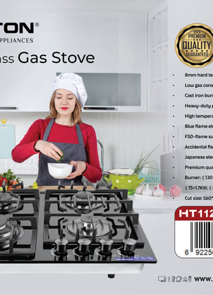 Hamilton 4-Burner Glass Gas Stove with Auto-Ignition HT1123GC
