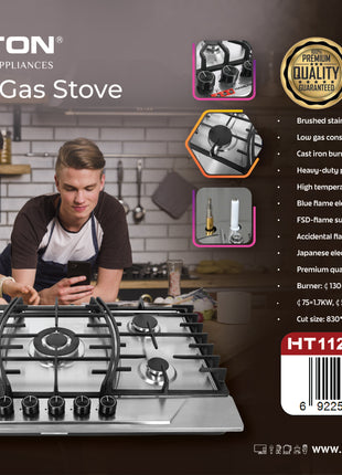 Hamilton Gas Stove 5 Burner Stainless Steel Cast Iron HT1124GC
