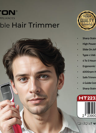 Hamilton Rechargeable Hair Trimmer T-Blade 6000RPM 90Min HT2233