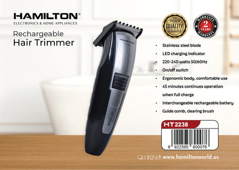 Hamilton Hair & Beard Trimmer with Interchangeable Battery HT2238