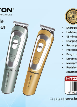 Hamilton Cordless Hair Clipper 3W Precision Steel Blade 45 Min LED Indicator HT2241 | Al Shabib Qatar
