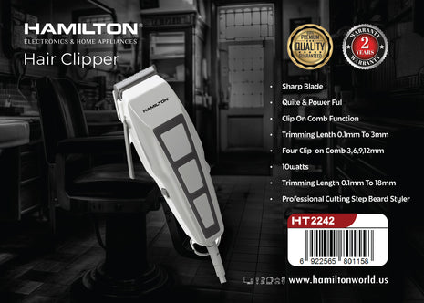 Hamilton Hair Clipper & Beard Styler with Quiet Motor HT2242