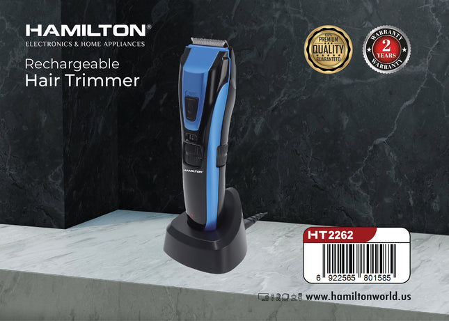 Hamilton Rechargeable Hair Clipper Self-Sharpening Blade 1-30mm 50 Min HT2262 | Al Shabib Qatar