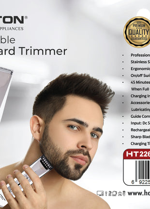 Hamilton Rechargeable Hair & Beard Trimmer Cordless SS Blade 6 Guide Combs HT2266 | Al Shabib Qatar