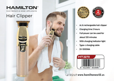 Hamilton All-Metal Professional Hair Clipper Cord & Cordless HT2270