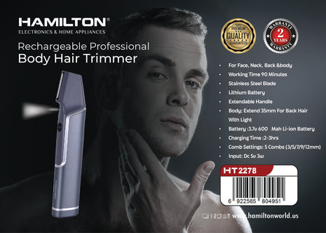 Hamilton 6-in-1 Body Hair Trimmer with Extendable Handle HT2278