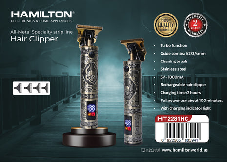 Hamilton All-Metal Turbo Hair Clipper – 100 Min Runtime HT2281HC
