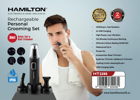 Hamilton 3-in-1 Rechargeable Grooming Set Hair Beard & Body HT2286