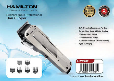 Hamilton Rechargeable Hair Clipper USB-C – 3Hr Runtime HT2287
