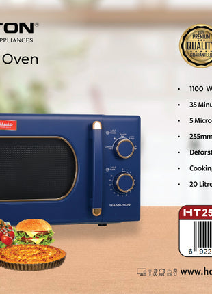 Hamilton Microwave Oven 20L 1100W 5 Power Levels Defrost HT2508 | Al Shabib Qatar