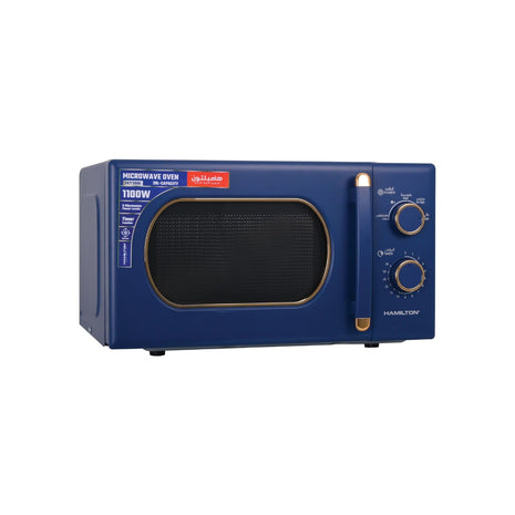 Blue Hamilton microwave oven  on a white background