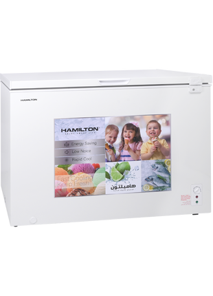 Hamilton Chest Freezer 410L Rapid Cool Inside Condenser Door Lock HT2803 | Al Shabib Qatar