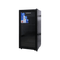 Black refrigerator with Hamilton branding on a white background