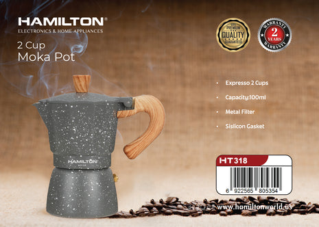 Hamilton Moka Pot 2 Cup 100ml HT318 | Al Shabib Qatar