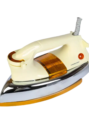 White and orange iron on a white background