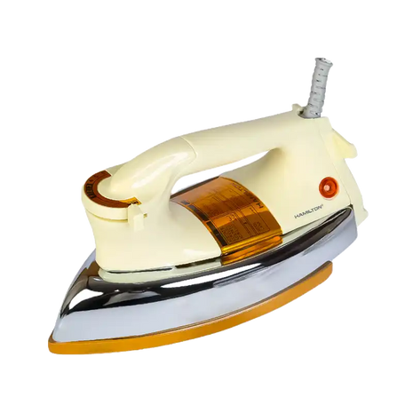 White and orange iron on a white background
