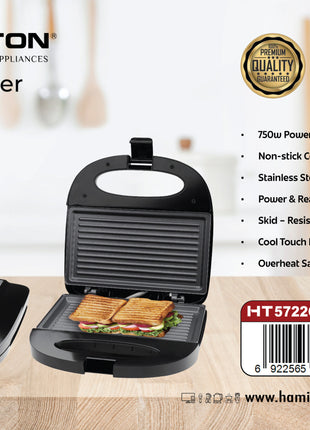 Hamilton Grill Toaster with Non-Stick Plates & SS Housing HT5722GT