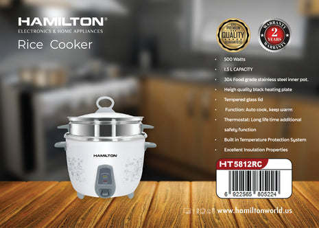 Hamilton Rice Cooker 1.5L HT5812RC | Al Shabib Qatar - Hamilton Qatar | Al Shabib