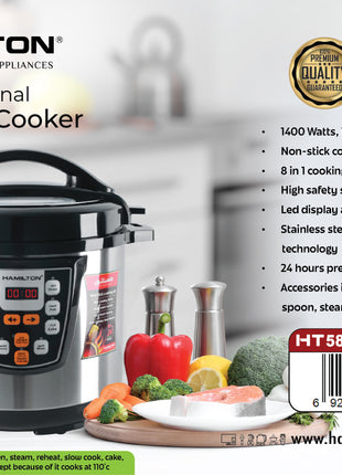 Hamilton Multi Functional Pressure Cooker HT5852RC | Al Shabib Qatar - Hamilton Qatar | Al Shabib