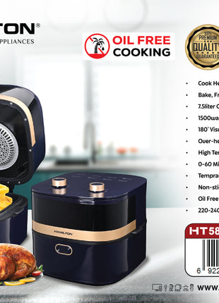 Hamilton 7.5L Air Fryer with Viewing Window HT5863AF