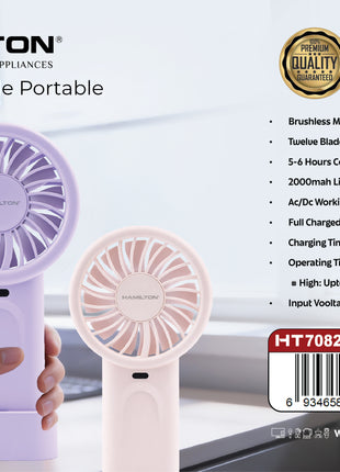 Hamilton Rechargeable Portable Hand Fan 3" 5-Speed HT7082 | Al Shabib Qatar