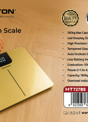 Hamilton Digital Bathroom Scale 180kg Slim 5mm Tempered Glass HT727BS | Al Shabib Qatar