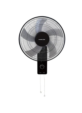 Hamilton Black wall-mounted fan with white background