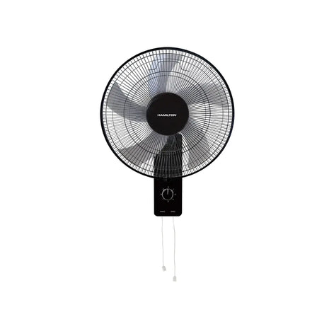 Hamilton Black wall-mounted fan with white background
