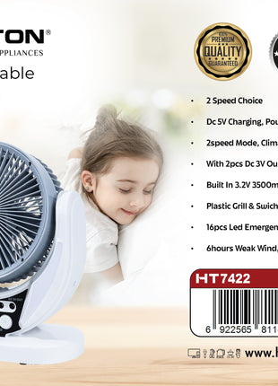 Hamilton Rechargeable 6" Table Fan HT7422