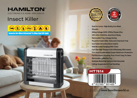 Hamilton Insect Killer 20W Dual UV Chemical-Free HT7614