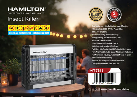 Hamilton Insect Killer 30W Dual UV Chemical-Free HT7615