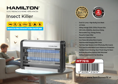 Hamilton Insect Killer 40W Dual UV Chemical-Free HT7616