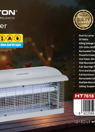 Hamilton Insect Killer 50W Dual UV Aluminum Body Chemical-Free HT7618
