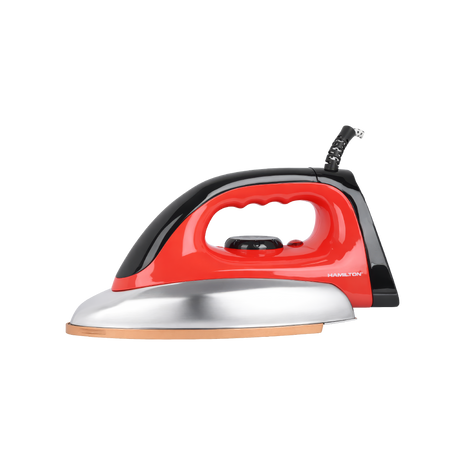 Red and black iron on a white background