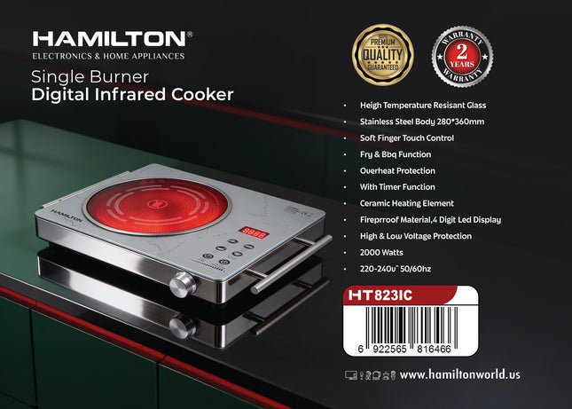 Hamilton Single Burner Digital Infrared Cooker HT823IC | Al Shabib Qatar - Hamilton Qatar | Al Shabib