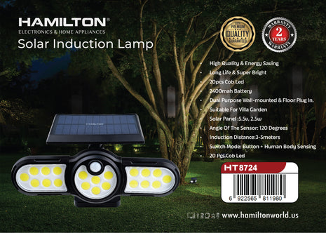 Hamilton Solar Induction Lamp 20 COB LED with Motion Sensor HT8724