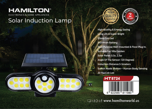 Hamilton Solar Induction Lamp 20 COB LED 2400mAh Motion Sensor HT8724 | Al Shabib Qatar