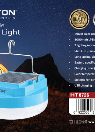 Hamilton Rechargeable Solar LED Light 38W 6000mAh 3 Modes HT8726 | Al Shabib Qatar